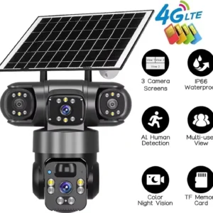 Dynamic Bazar Solar 360° SIM CCTV Camera (3 Lens)
