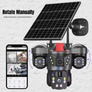 Dynamic Bazar™ Solar 360° CCTV Camera (3 Lens 360 Degree, 4G SIM, Waterproof)